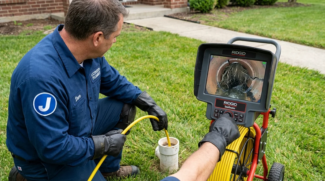 Sewer camera inspection being performed by Johns Plumbing LLC in Tyrone